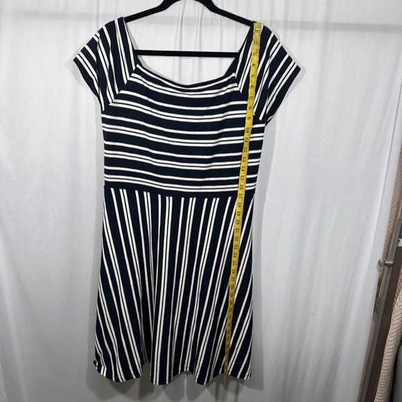 NWT $70 LOFT Plus [ 16 16W‎ ] Striped Wrap Back Flare Dress in Blue White #T1512 - Picture 7 of 15